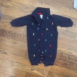 Polo by Ralph Lauren Navy Bodysuit with Multicolor Embroidery